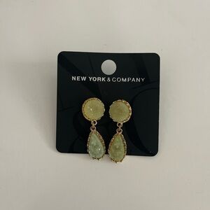 Gold and Light Green Drop Earrings
